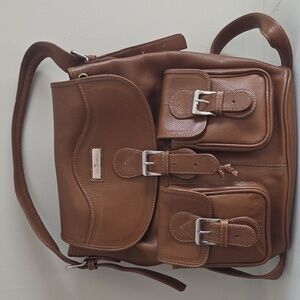 Brown Convertible Leather Backpack